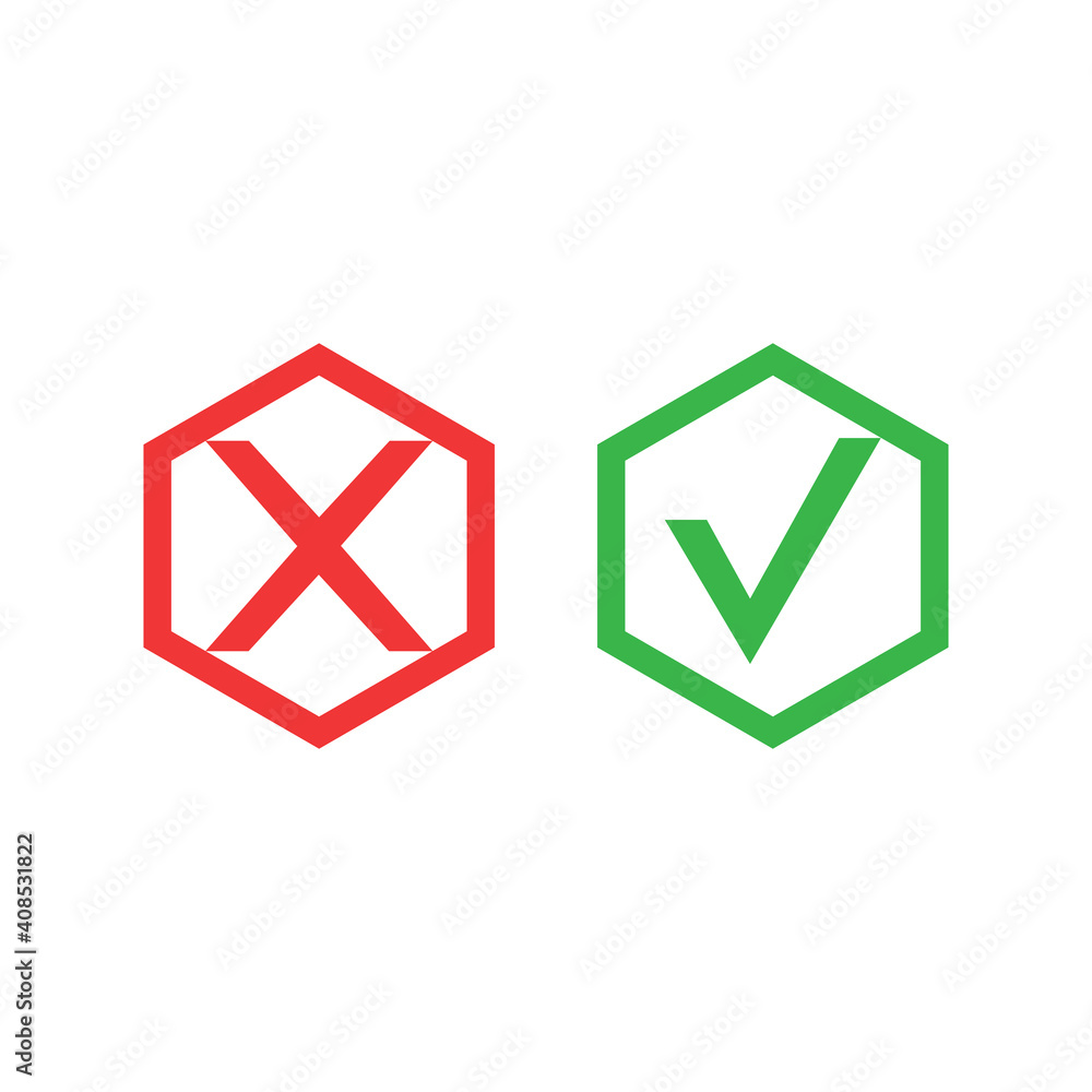 Yes and no accept. Approve sign. Check and choice icons Yes and no accept. Approve sign. Check and choice icons