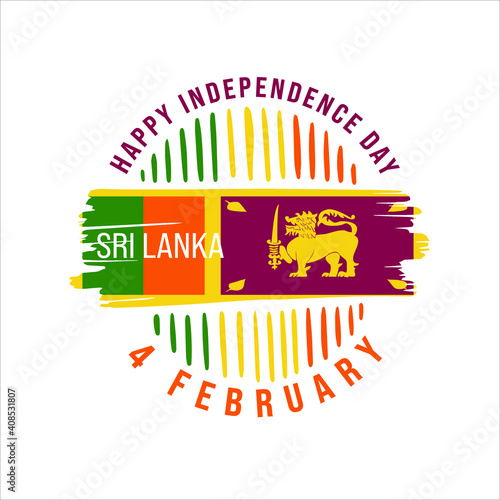 Sri Lanka Independence Day Greeting Card. Happy Independence Day Sri Lanka Vector Illustration.