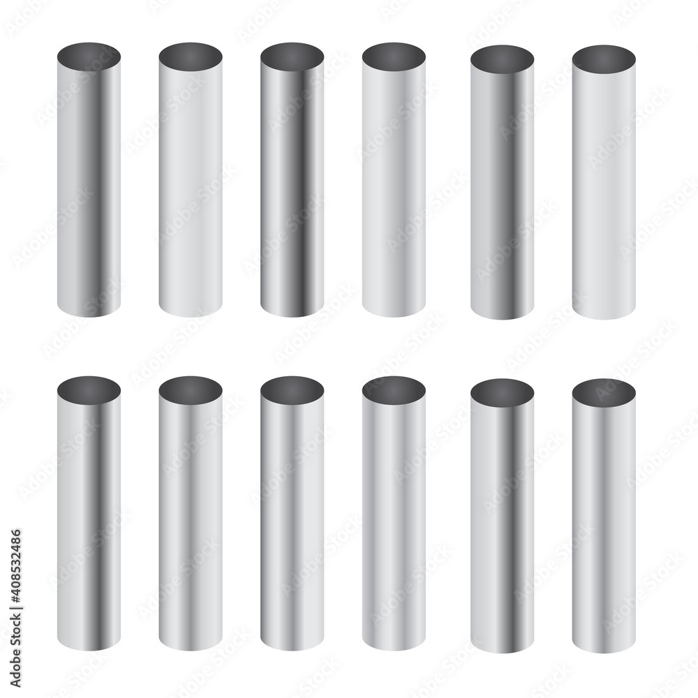 Chrome metal polished gradients. Pipe vector set Chrome metal polished gradients. Pipe vector set