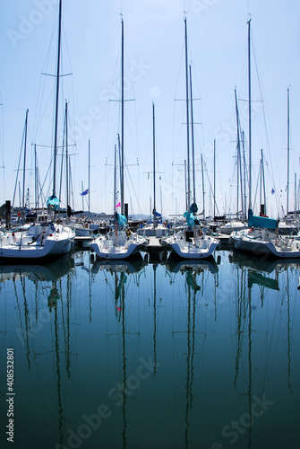 sailboats reflection at rest, brittany © Ok More Photos
