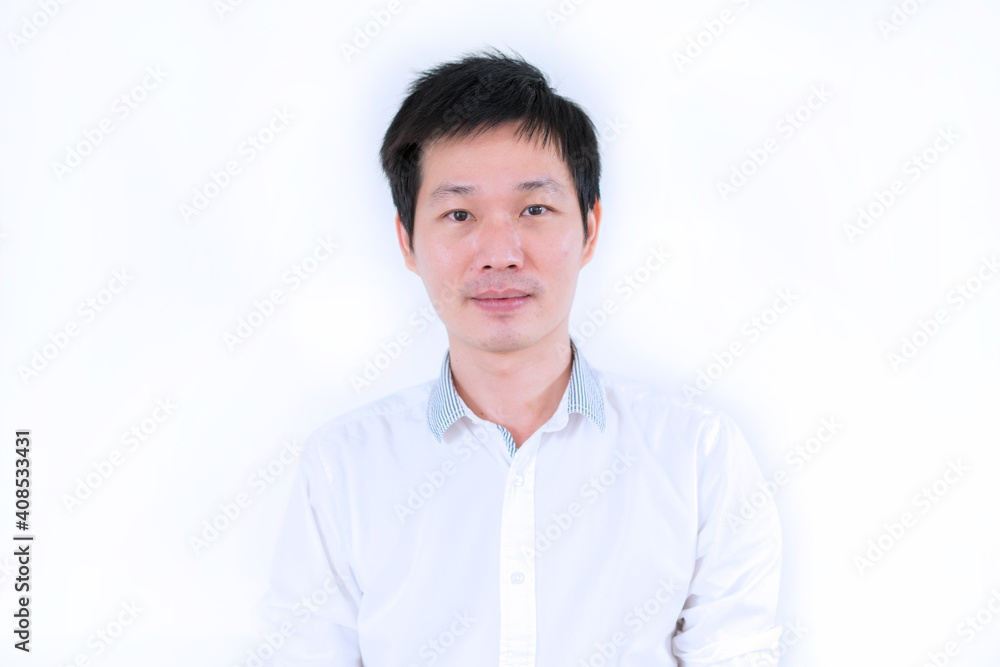 Portrait Asian man on white background Portrait Asian man on white background