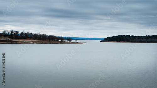 Lake Wister State Park in eastern Oklahoma in wintertime photo