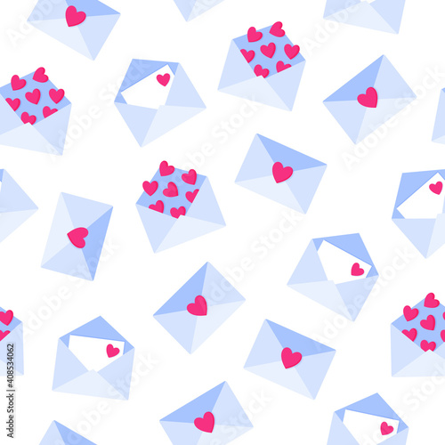 Seamless pattern of love letters in envelope for the wedding or Valentine's Day.