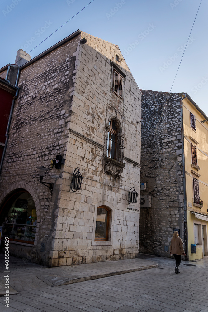 Venetian Gothic building now housing Match Hrvatska, a publishing house, Zadar, Dalmatia, Croatia