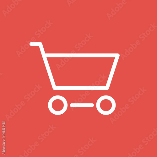 Einkaufswagen, Warenkorb - Icon, Symbol, Piktogramm, grafisches Element - Vektor - Hintergrund - rot weiß 