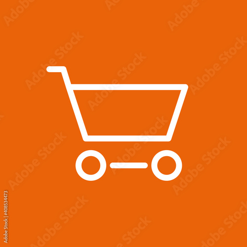 Einkaufswagen, Warenkorb - Icon, Symbol, Piktogramm, grafisches Element - Vektor - Hintergrund - orange weiß 