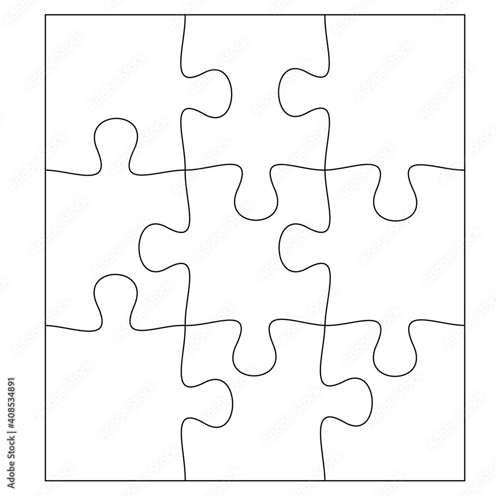Blank Jigsaw Puzzle 9 pieces. Simple line art style for printing and web. Stock vector illustration Blank Jigsaw Puzzle 9 pieces. Simple line art style for printing and web. Stock vector illustration