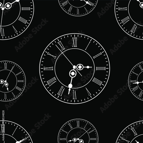 seamless pattern with clocks 