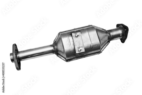 Принти на полотні New Exhaust gas catalytic converter of a car on a white background