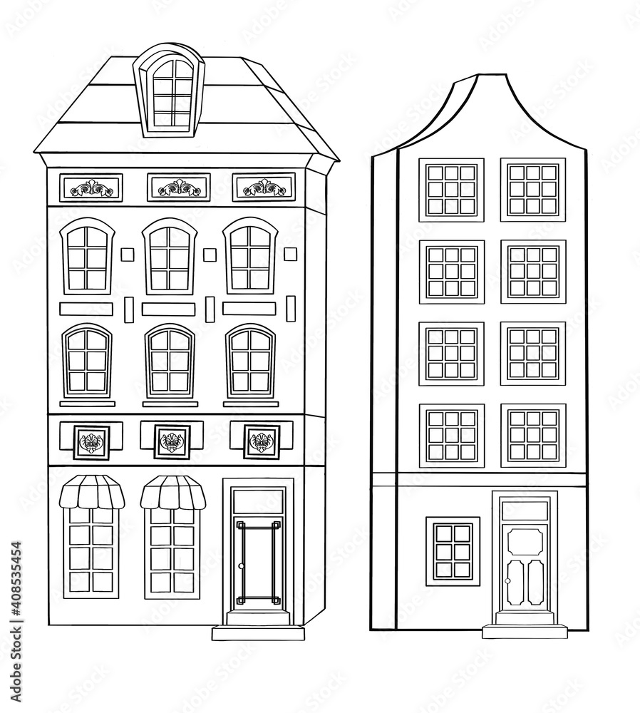 German a few houses are multistory vector illustration. Vector illustration