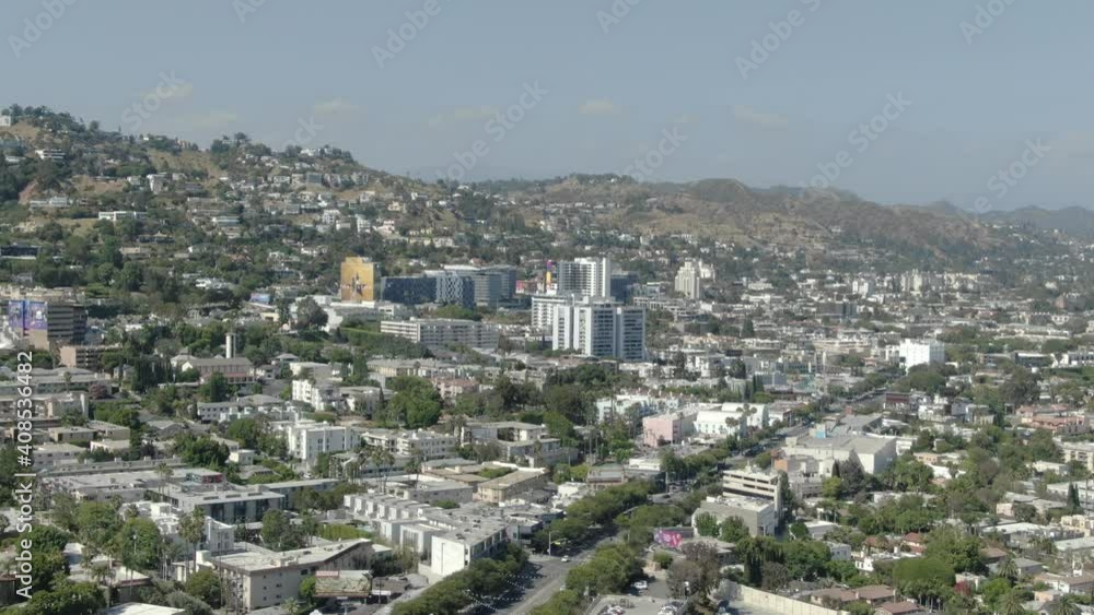 Los Angeles Sunset Strip and West Hollywood Aerial Shot L California USA Los Angeles Sunset Strip and West Hollywood Aerial Shot L California USA
