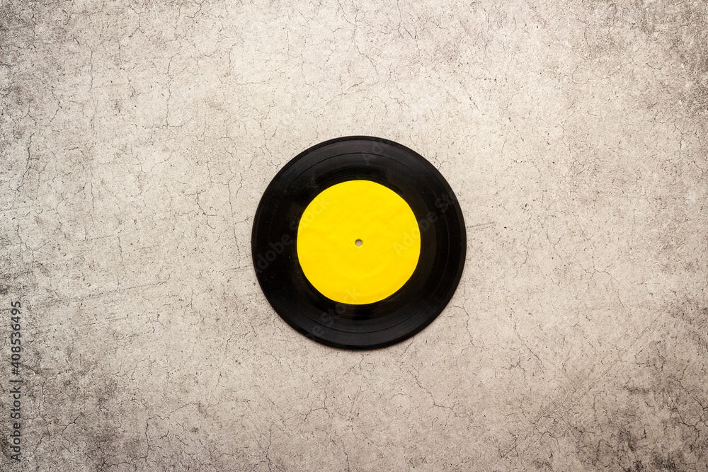 Obraz premium Flat lay of vinyl record. Music background