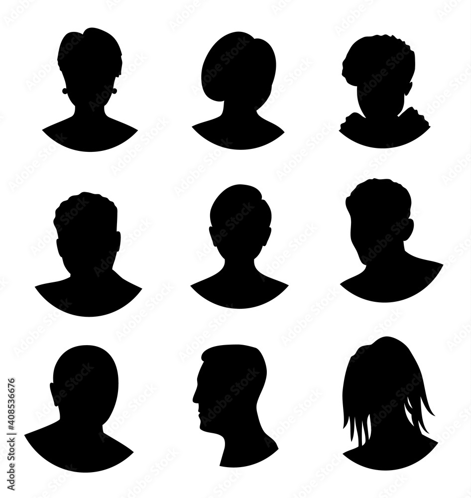 Men and women avatar profile picture set. avatar silhouettes. Male and female head silhouettes, profile icons Men and women avatar profile picture set. avatar silhouettes. Male and female head silhouettes, profile icons