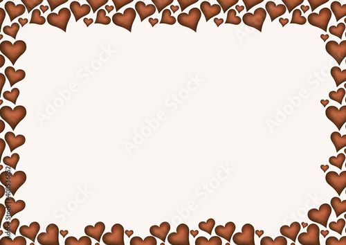 marco de corazones marrones con fondo blanco