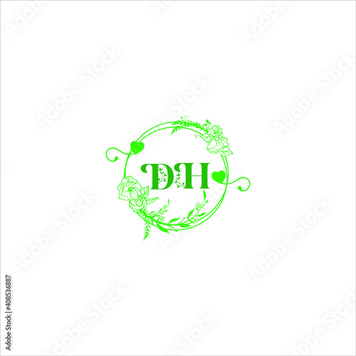 D H letter logo vector design on white color background. dh icon