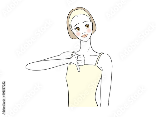 悪いね ハンドサインを出す女性