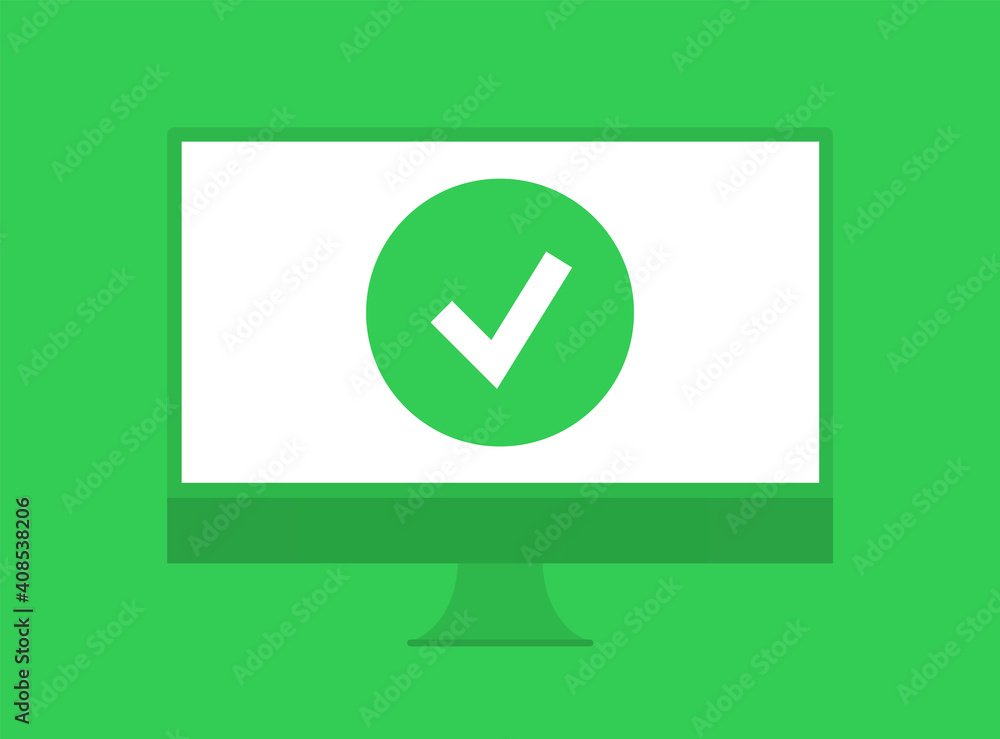 The icon of a completed task. The verified notebook symbol. Completed computer test sign. Vector illustration. The icon of a completed task. The verified notebook symbol. Completed computer test sign. Vector illustration.