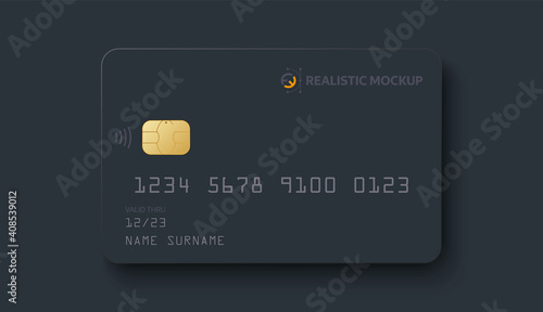 Credit card mockup. Realistic black credit card with blank surface for you design. Vector illustration EPS10	