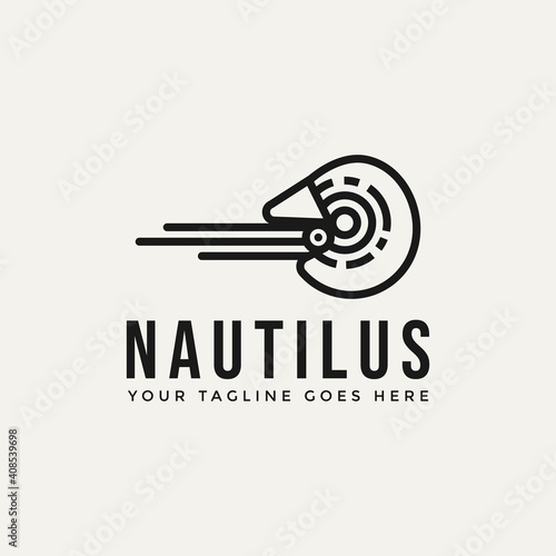 Canvas-taulu seashell nautilus minimalist line art logo template vector illustration design