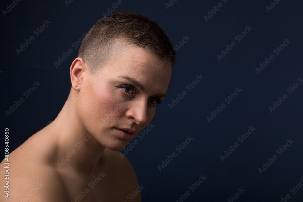 Portrait of beautiful woman with short elegant hairstyle Portrait of beautiful woman with short elegant hairstyle