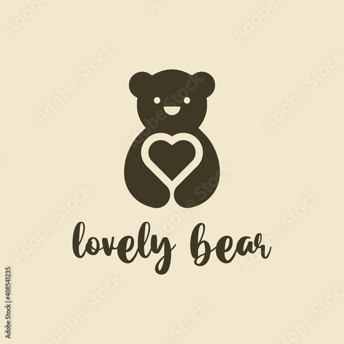 Lovely bear logo design premium vector