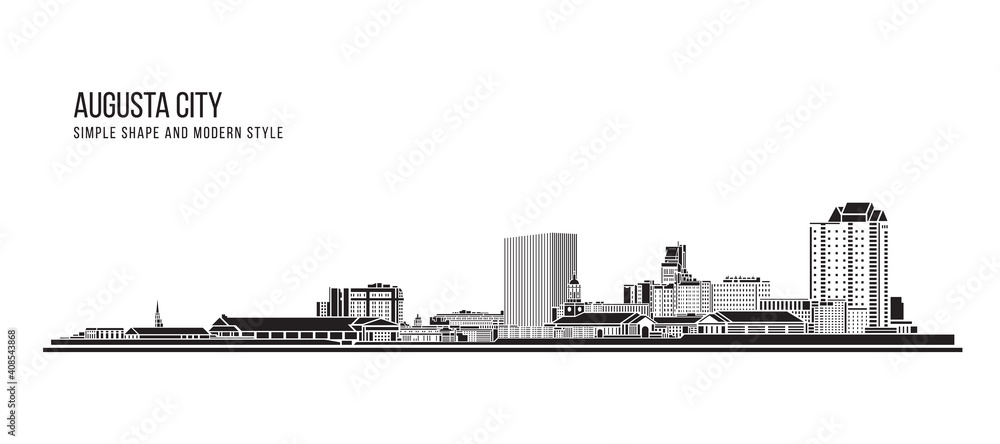 Cityscape Building Abstract Simple shape and modern style art Vector design - Augusta city