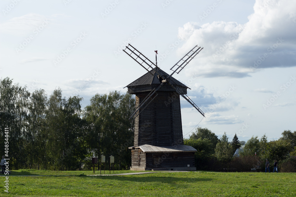 old windmill in the country in summer 