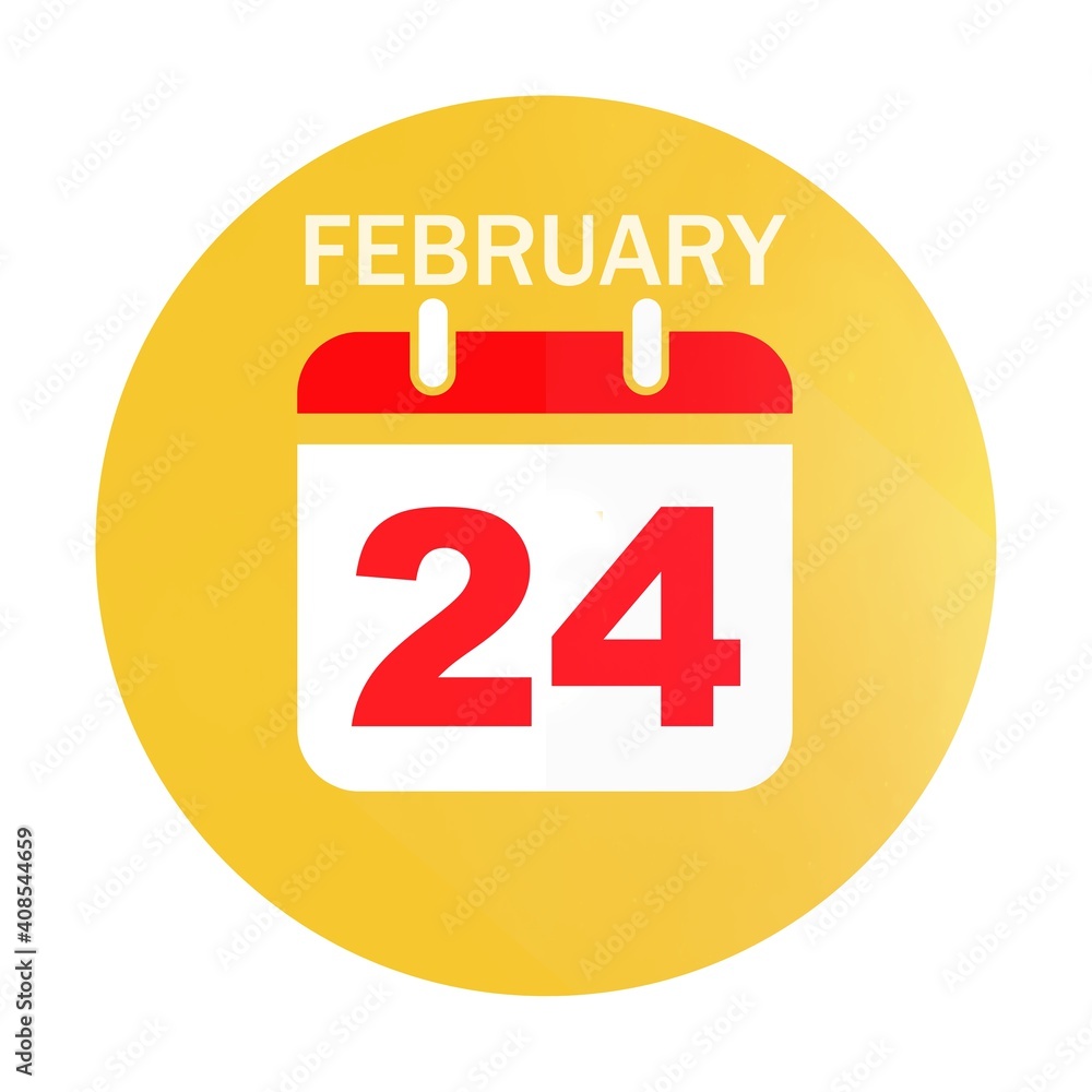 February 24 calendar flat icon February 24 calendar flat icon