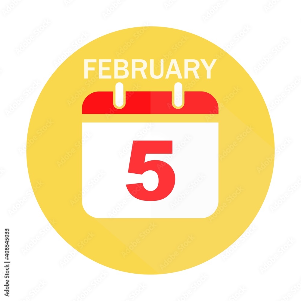 February 5 calendar flat icon February 5 calendar flat icon