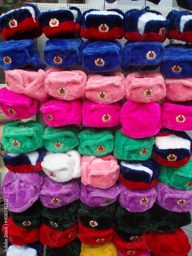 colorful winter hats for sale © Алексей Анисимов