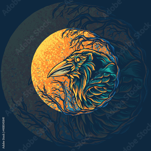 raven animal mascot logo illustration