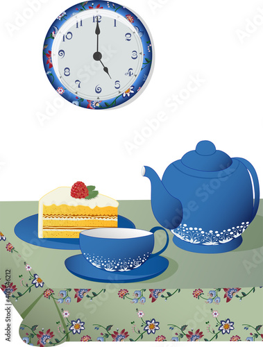 Tea time teapot cup cake table