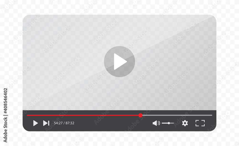 Video player interface isolated on transparent background. Video streaming template design for website and mobile apps. Vector illustration Video player interface isolated on transparent background. Video streaming template design for website and mobile apps. Vector illustration