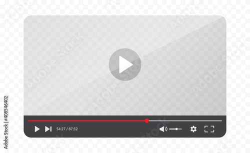 Video player interface isolated on transparent background. Video streaming template design for website and mobile apps. Vector illustration