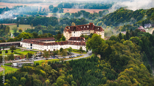 Leibniz  Styria   Austria - 10.10.2019  Seggau palace castle hotel. View from far away travel spot