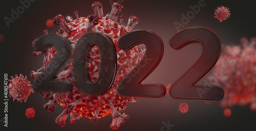 virus cell close-up red Cor...
