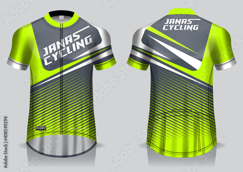 Jersey cycling template design uniform front and back view