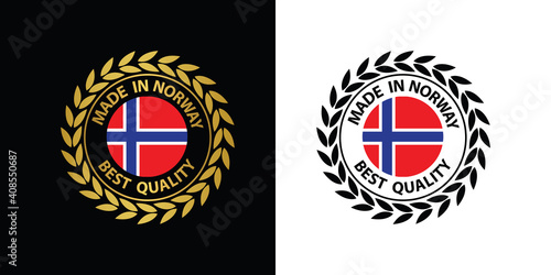 made in Norway vector stamp. bagge with Norway flag	
