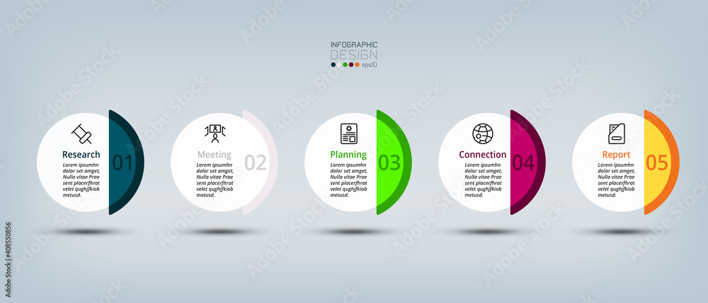 Task Process Circle The 5-step circle with a wide range of colors can be used for multiple ...