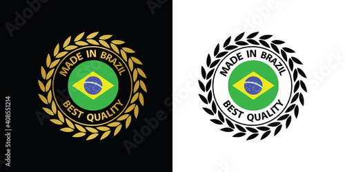 made in brazil vector stamp. badge with brazil flag 