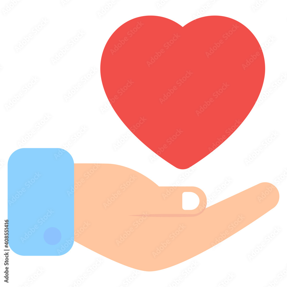 Heart on hand denoting concept of love care icon Heart on hand denoting concept of love care icon