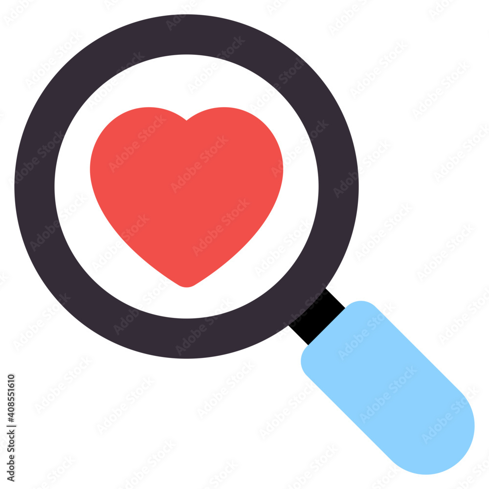 Heart under magnifying glass, search love icon Stock Vector | Adobe Stock