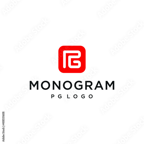 PG monogram logo vector with simple line combinations and red color
