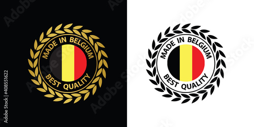 made in Belgian vector stamp. badge with Belgian flag	
