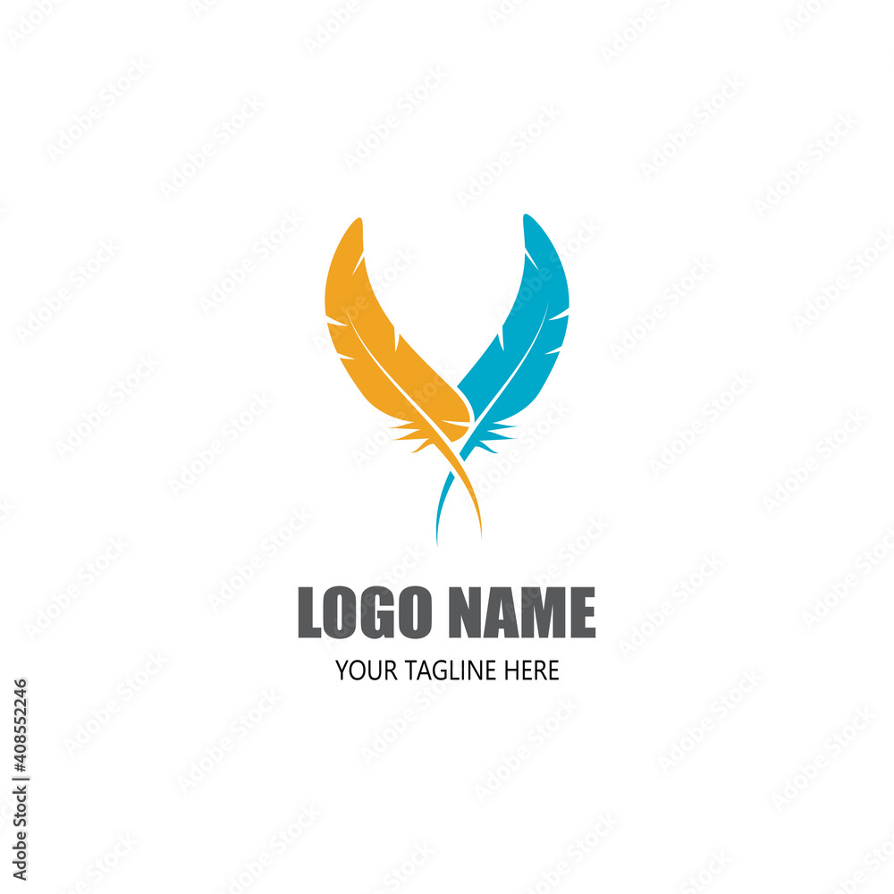 Feather pen write sign logo template app icons Feather pen write sign logo template app icons