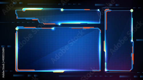 abstract futuristic background of blue glowing technology sci fi frame hud ui