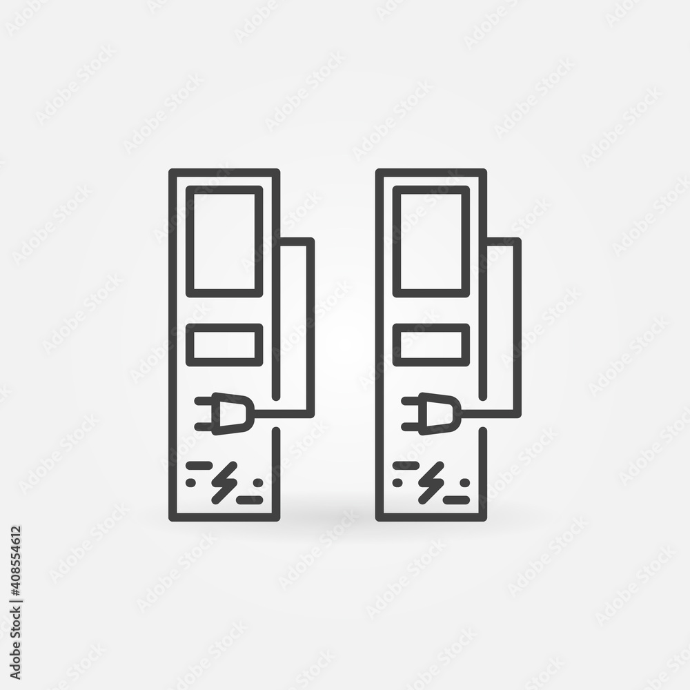 Public Electric Vehicle Charging Network linear vector concept icon or logo element Public Electric Vehicle Charging Network linear vector concept icon or logo element