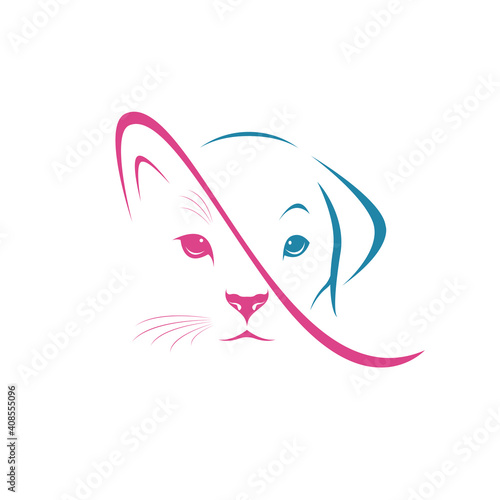Vector of dog face and cat face design on white background. Pet.  Animal. Easy editable layered vector illustration.