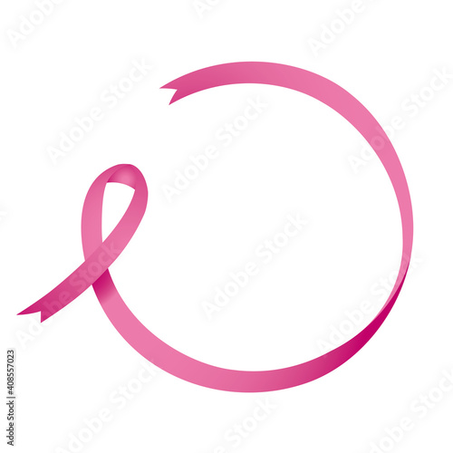 Breast Cancer Awareness ribbon extended to a circle around copy space