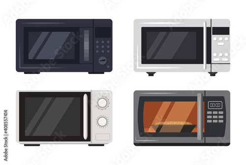 Microwave oven icons set